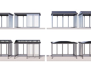 现代公交站台 候车亭玻璃顶棚 挡雨棚